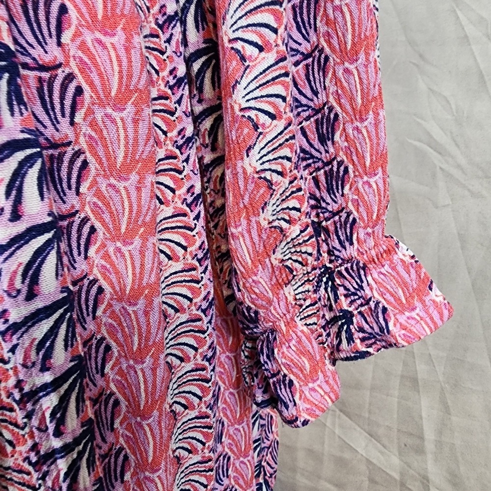 Simply Southern Pink and Navy Long Sleeve V-Neck Dress - Picture 9 of 12